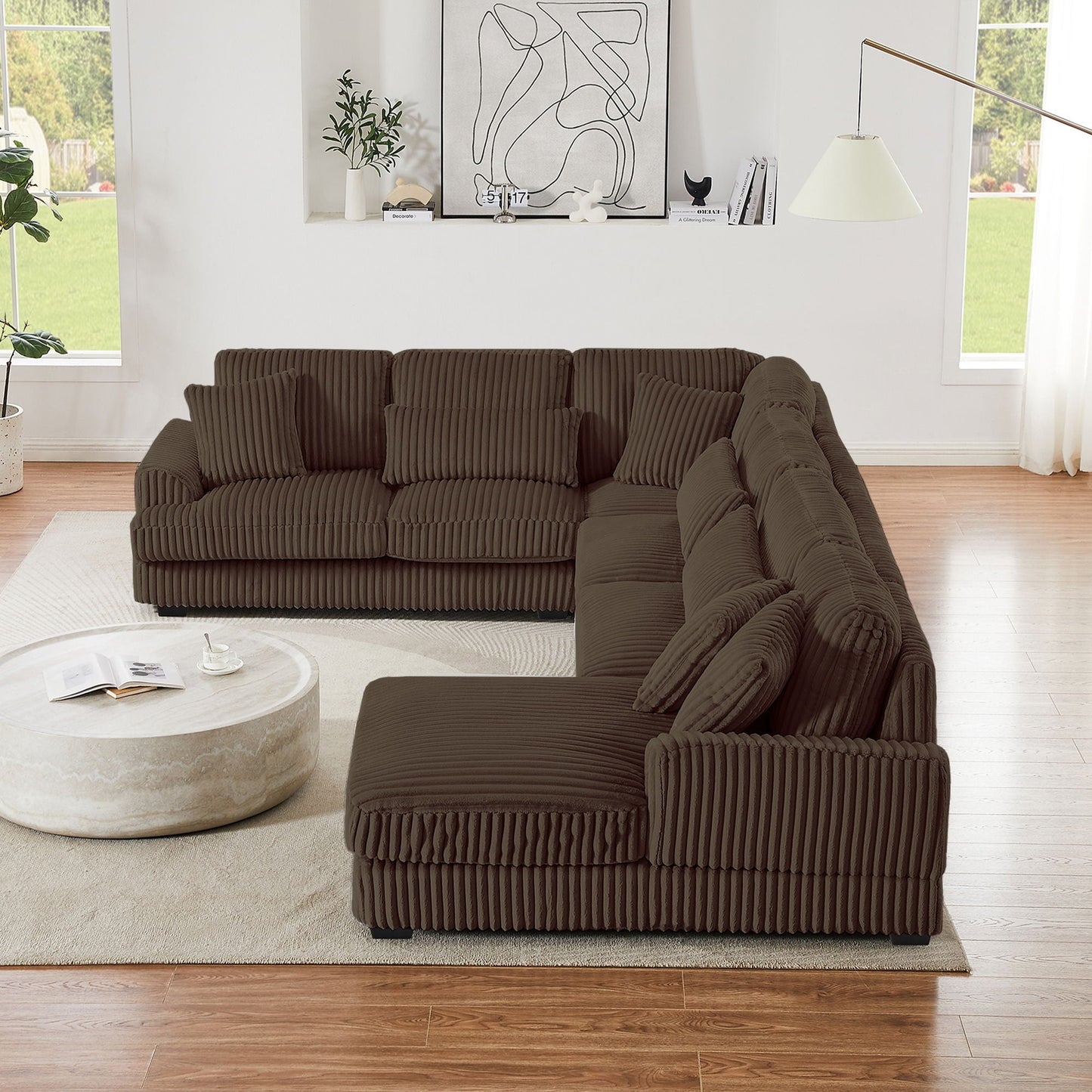 Oversized Sectional Sofa U - Shaped Sofa Couch Modern Sofa Upholstered In Soft With A Chaise Lounge For Living Room