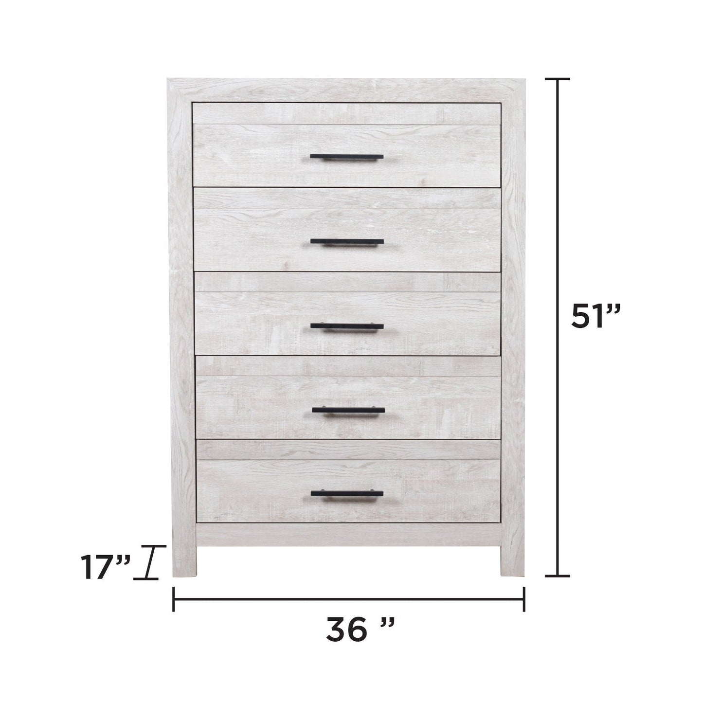 Modern Style 5 Drawer Chest In Natural Rustic Wood With Clean Lines And Spacious Storage