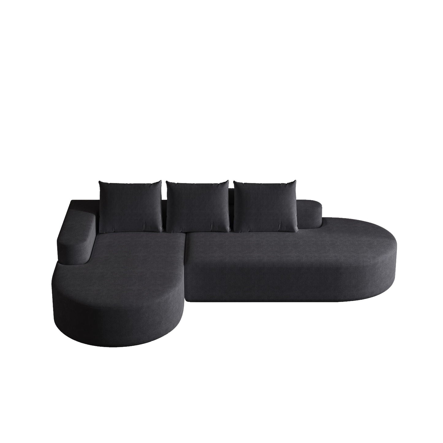 Modern Curved Sofa, L-Shaped Modular Sectional Set With 3 Pillows