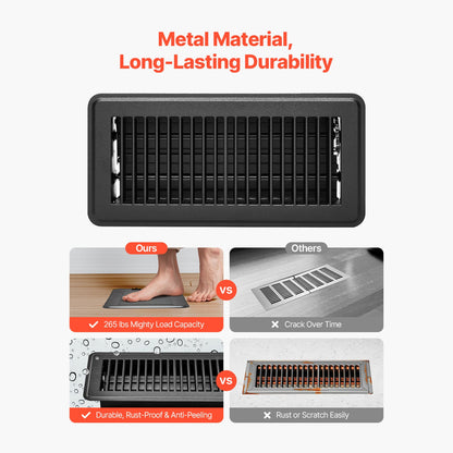 Floor Registers 4 x 10 Inch 12-Pack Iron Floor Vents for HVAC Vent Grilles