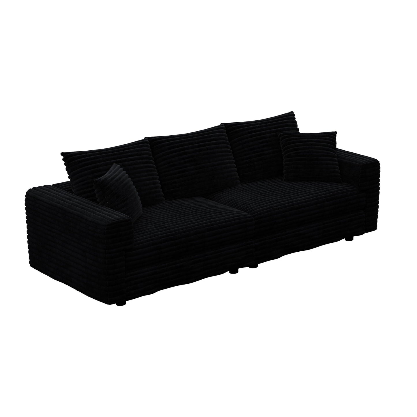 Deep Seat Convertible Sofa With Soft Pillows And Ottomans