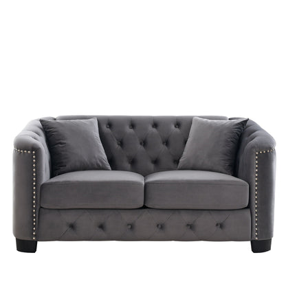 Modern Chesterfield Sofa With Tufted Backrest For Living Room