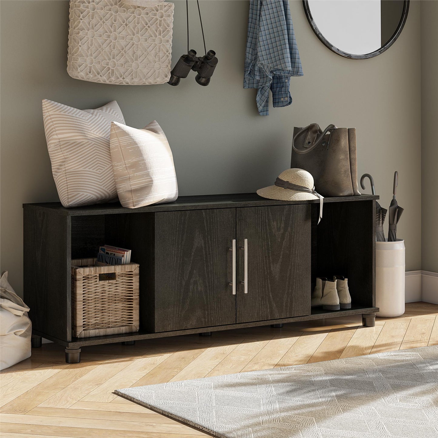 Systembuild Evolution Camberly - Shoe Storage Bench - Black Brown