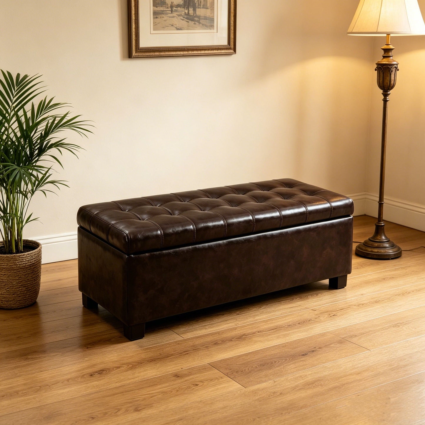 Elegant Tufted Storage Ottoman Bench