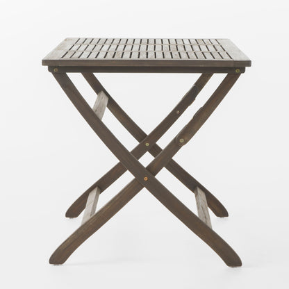 Blissique Outdoor Foldable Wood Dining Table With Slat Design