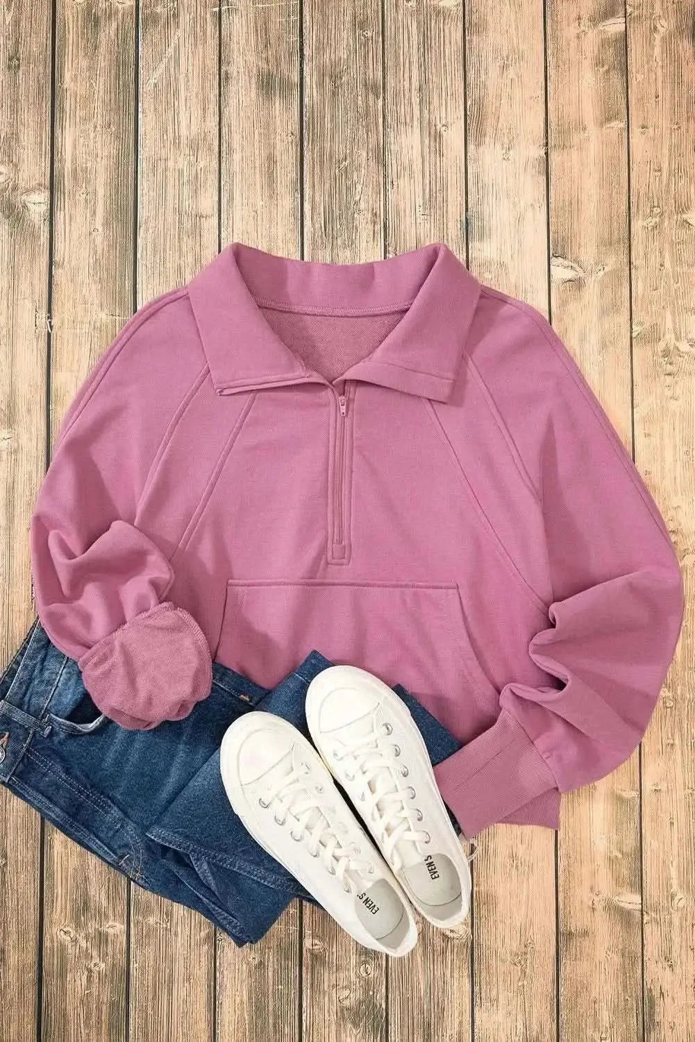 Trendsi Women's Half Zip Sweatshirt With Pockets — Fleece Pullover