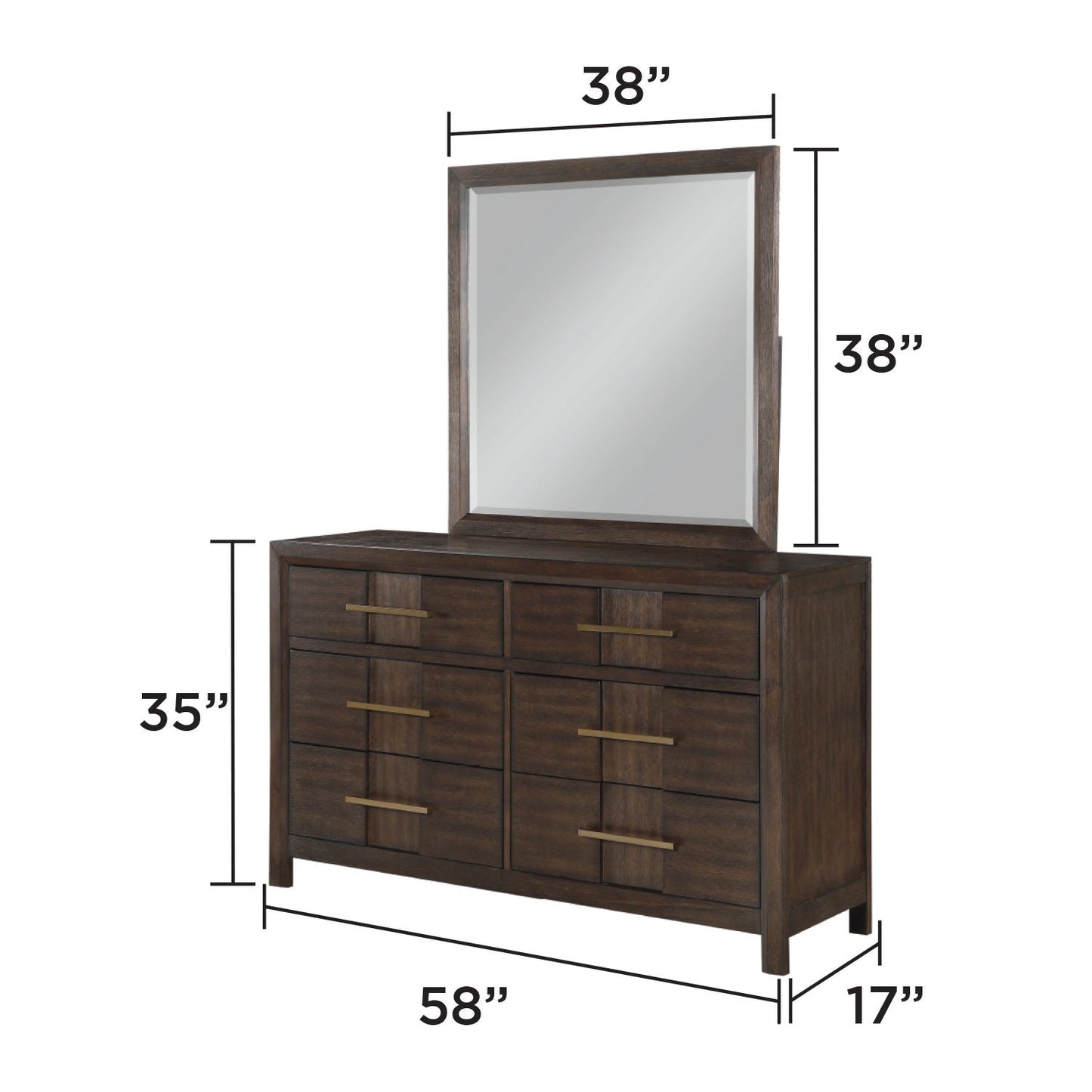 Kenzo - 6 Drawer Dresser - Walnut
