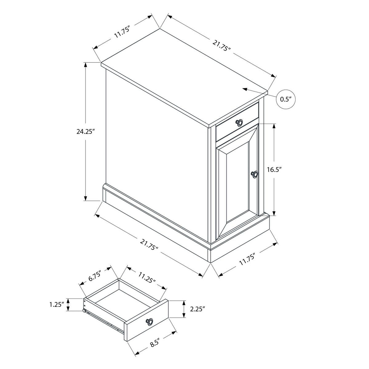 Accent End Table, Storage Drawer, Versatile Design - Espresso