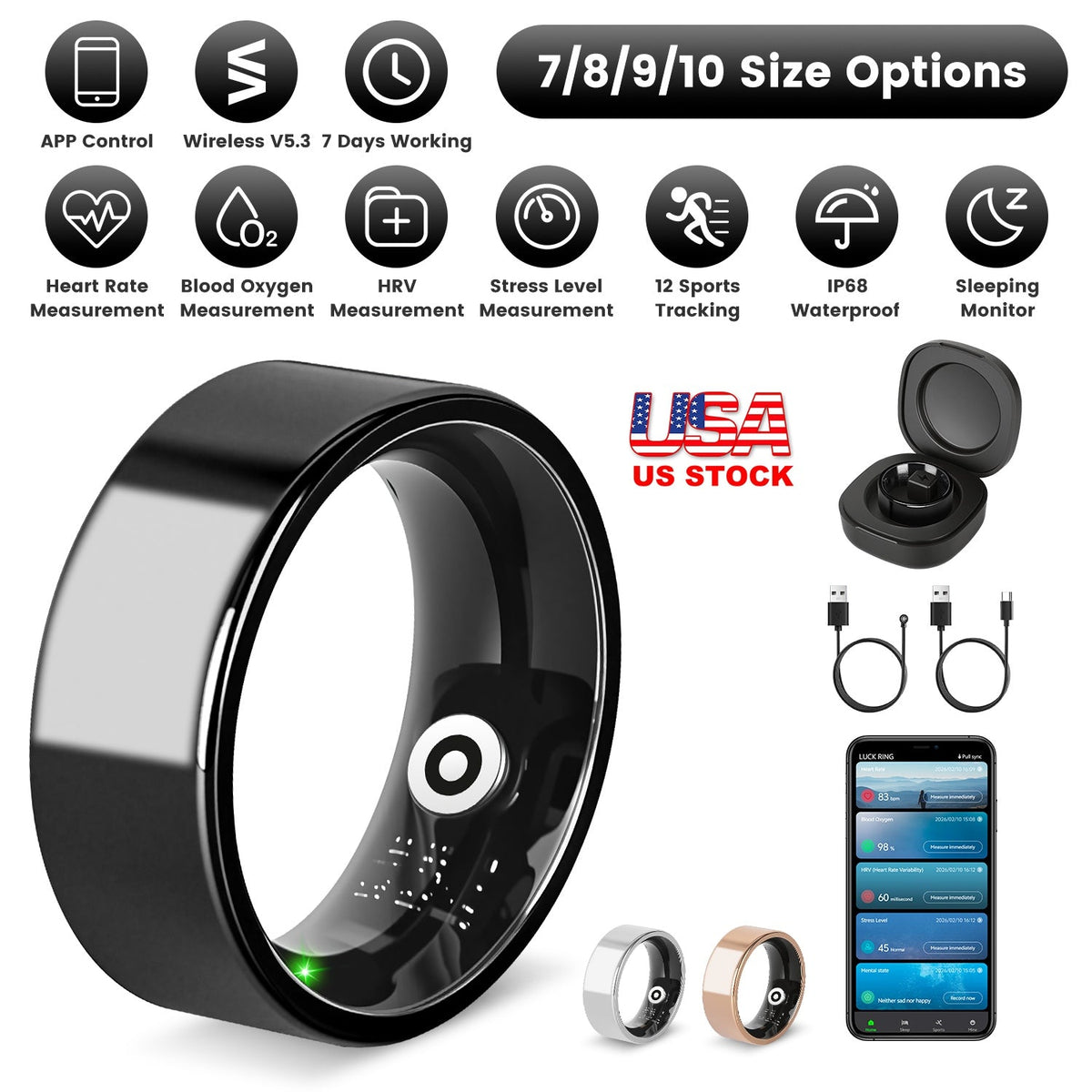 Smart Ring Health Tracker with Sleep & Fitness Monitoring