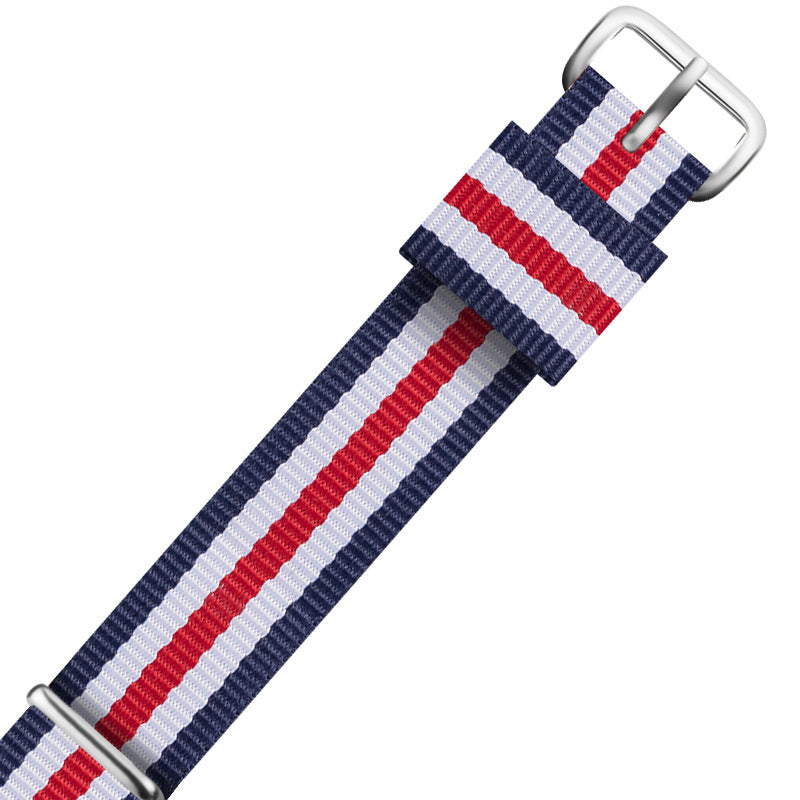 Nylon DW Watch Strap One Piece With Woven Loop And Striped Canvas Watch Band