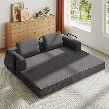 Convertible Sleeper Sofa Bed With Cylindrical Pillow