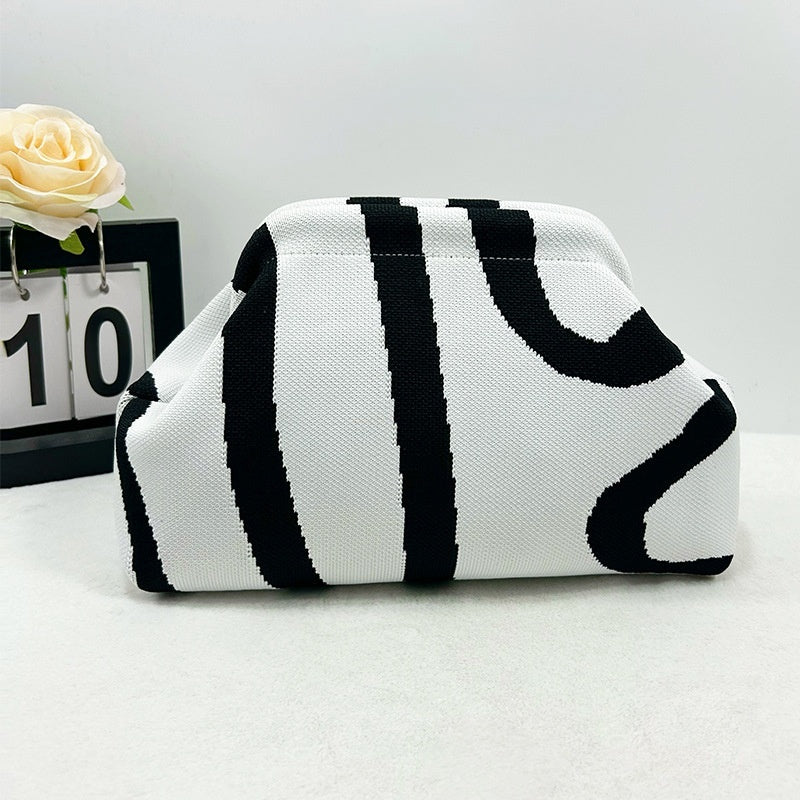 Womens Knitted Bag Striped Clutch