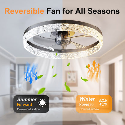19.7" Ceiling Fan with Dimmable LED Light and Remote & App Control