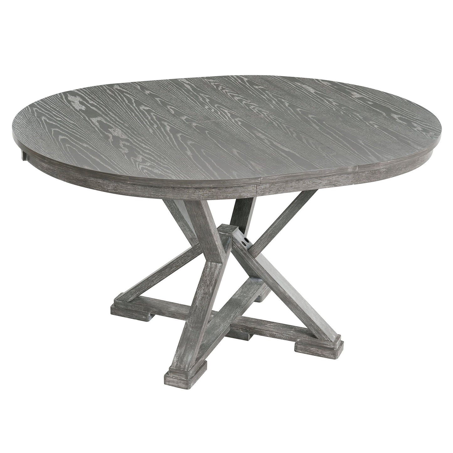 Dining Set With Extendable Round Table And 4 Upholstered Chairs