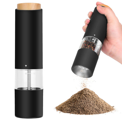 2Pcs Electric Salt and Pepper Grinder Battery Powered Salt Mill Sets With Adjustable Coarseness One Hand Easy Operation Visible Refilling Bottle