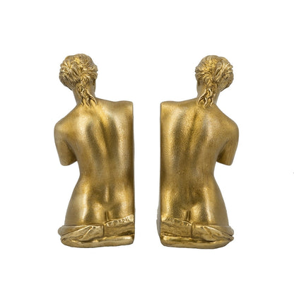 Set of 2 Venus de Milo Bust Bookends with Gold Finish