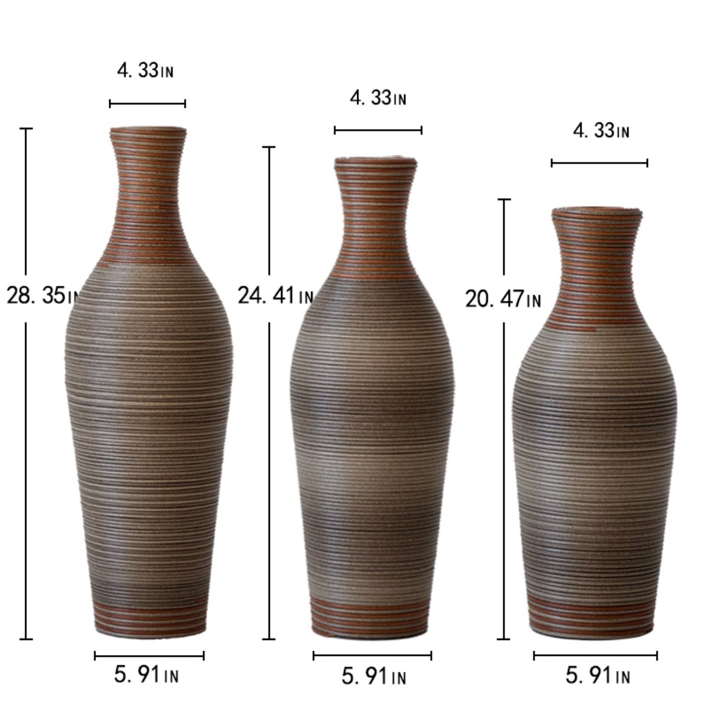 Classic And Neat Floor Vase, High Independent Flower Stand (Set of 3)