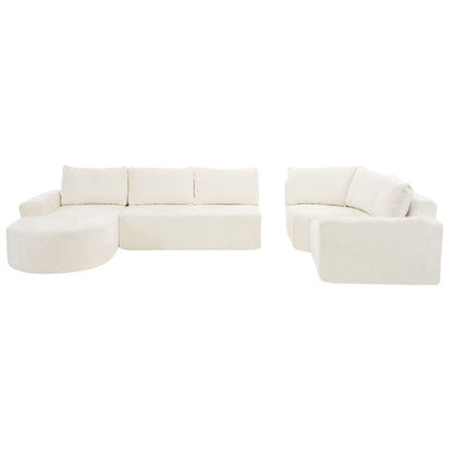 Modular Cloud Sectional Sofa Set, U-Shaped Upholstered Couch With Deep Seat
