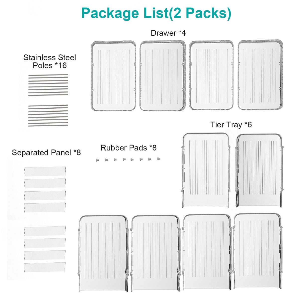 2 Packs 3 Tier Clear Bathroom Organizer with Drawers Dividers Pull-Out Pantry Organization Medicine Bins Slide-Out Storage Container Beauty Cabinet