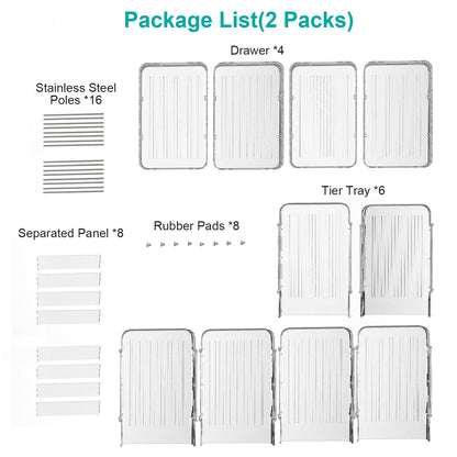 2 Packs 3 Tier Clear Bathroom Organizer with Drawers Dividers Pull-Out Pantry Organization Medicine Bins Slide-Out Storage Container Beauty Cabinet