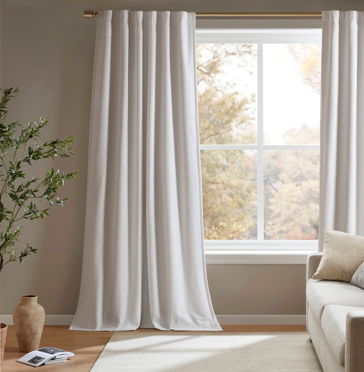 2-PK 52x84" Sound Blocking Total Blackout Curtain Panel Pair White