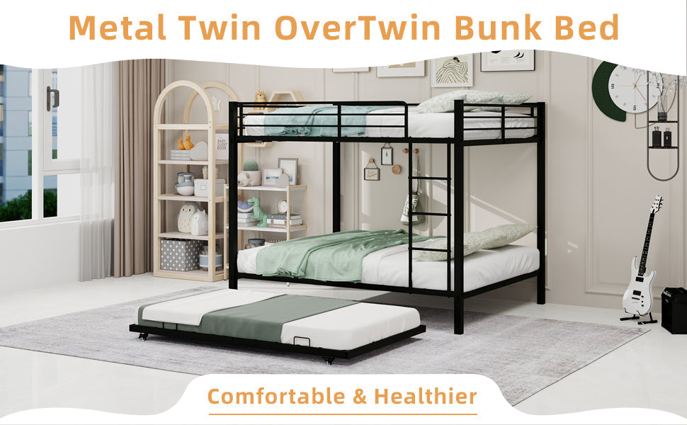 Durable Square Tube Iron Full-Size Bunk Bed
