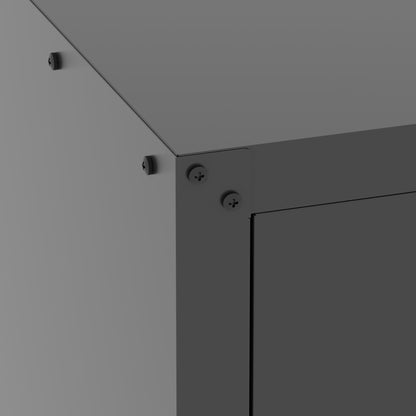 Metal Wall Mounted Tool Storage Cabinet With 2 Locking Doors, Adjustable Shelf, And Drawer