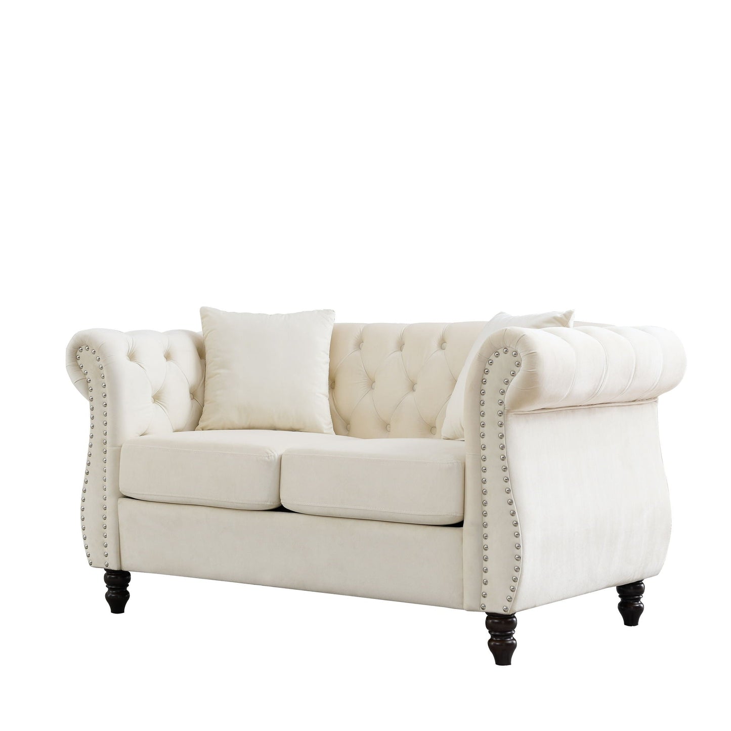 Chesterfield Sofa With Rolled Arms And Nailhead Trim
