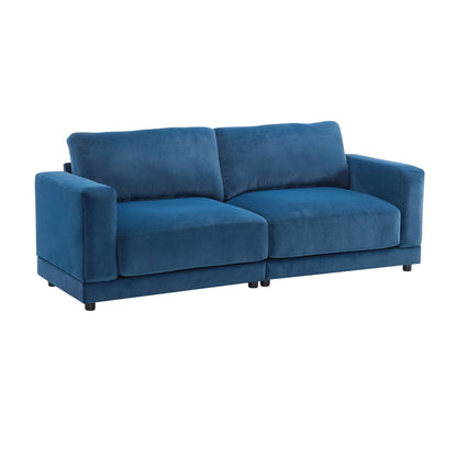 Modern Square Arm Sofa With Soft Fabric Upholstery, Deep Cushions