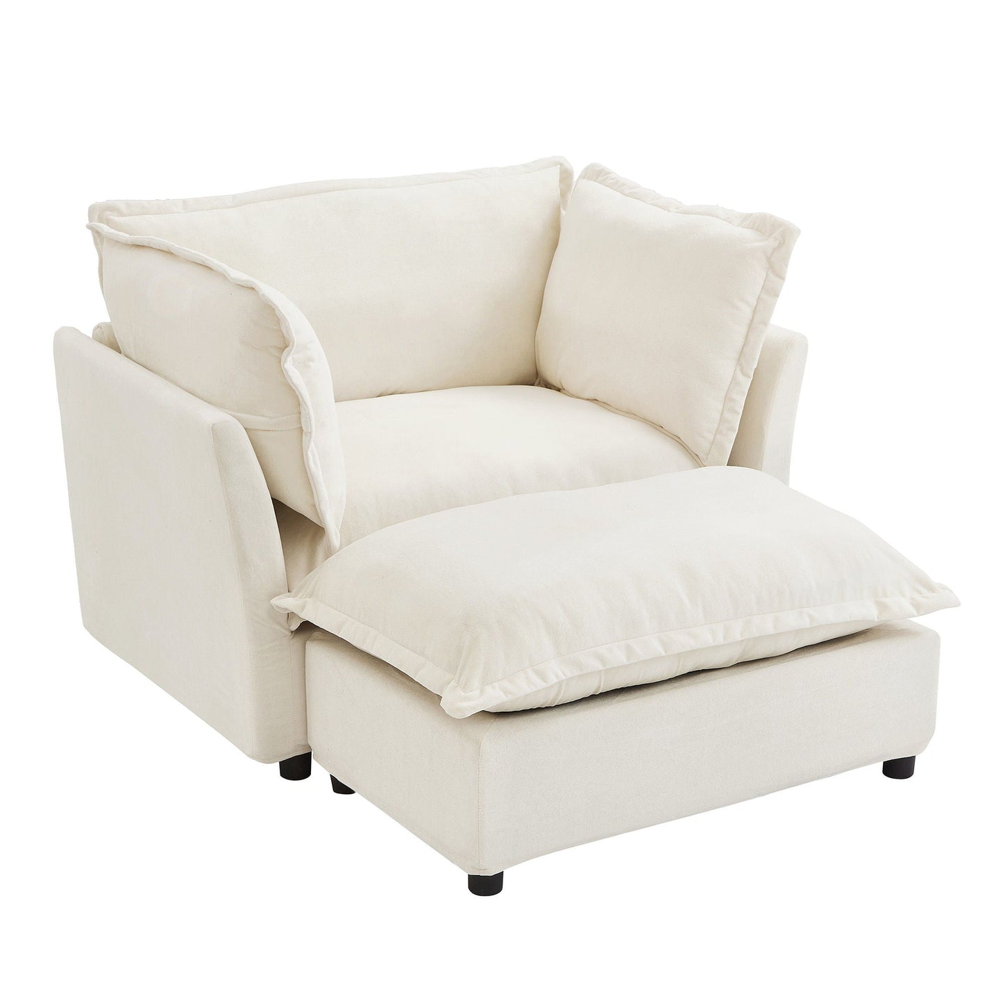 Modern Armchair Sofa With Movable Ottoman