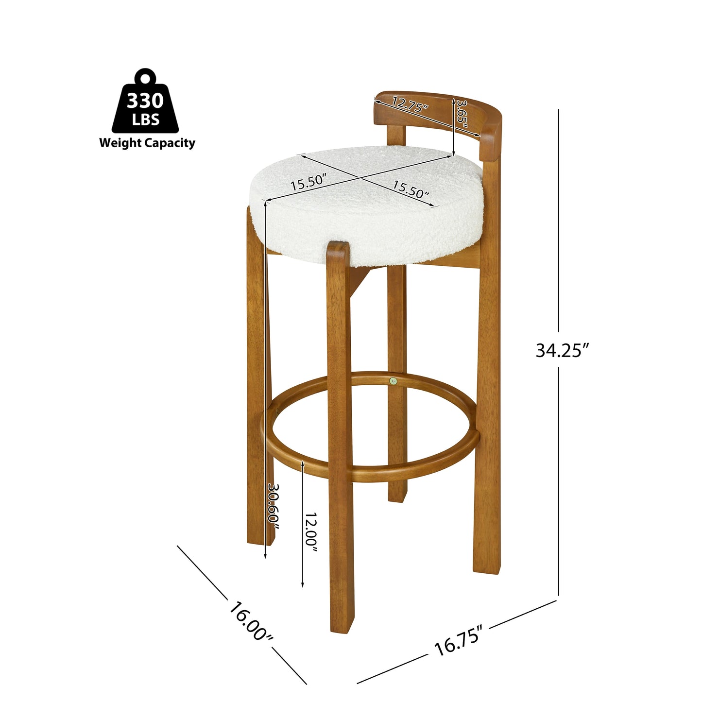 Elise Indoor Wooden Low Back Barstool