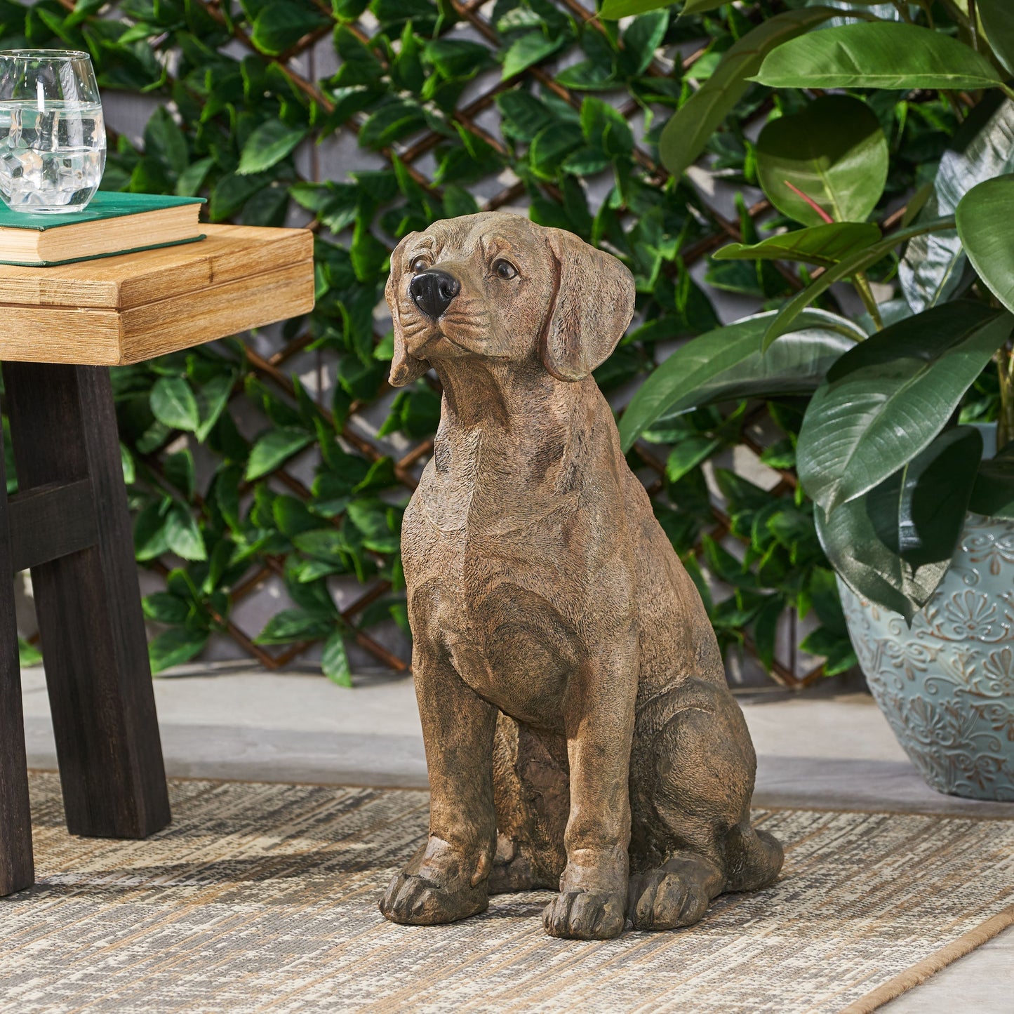 MGO Dog Decor Outdoor Dog Statue - Dark Brown