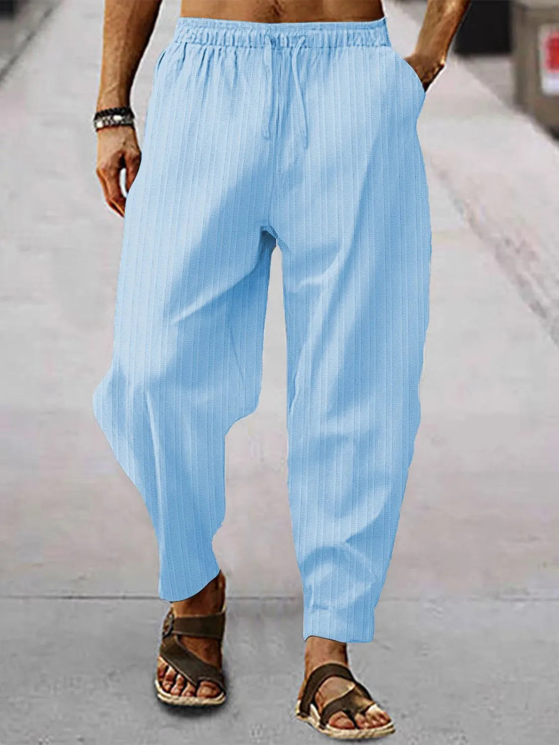 Men's Full Size Drawstring Pants with Pockets Plus Size