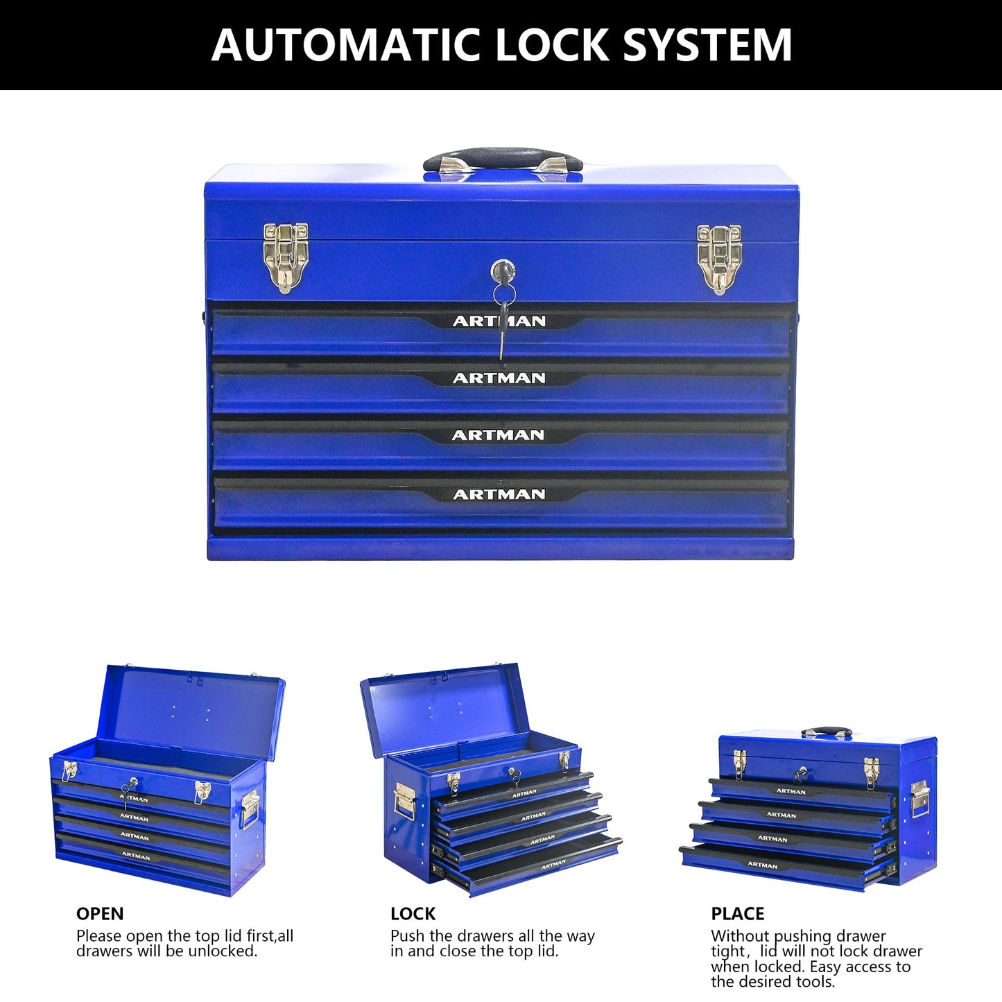 20-inch Steel Portable Tool Box With Drawers