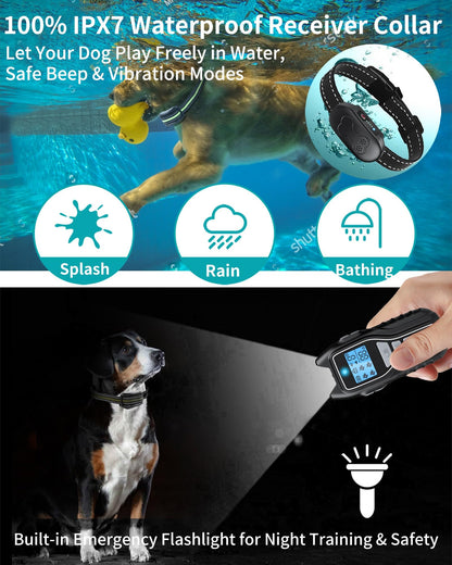 Dog Shock Collar With Remote Control, Waterproof Dog Training Collar Bk 2000FT Range, 4 Training Modes, Security Lock, Rechargeable IPX7 Waterproof Receiver, Fits Small Medium Large Dogs 15-120 Lbs