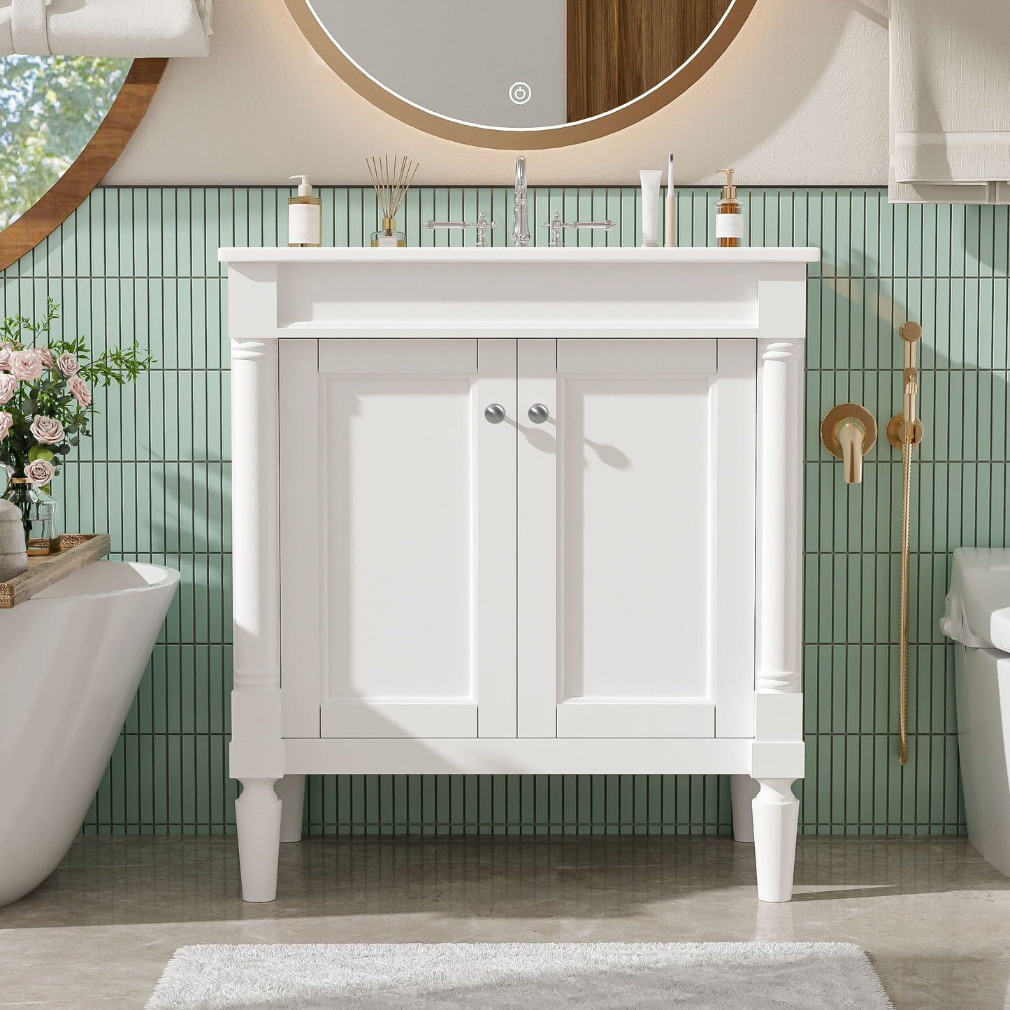 Bathroom Vanity Cabinet With Sink, Soft Close Doors, Storage Cabinet