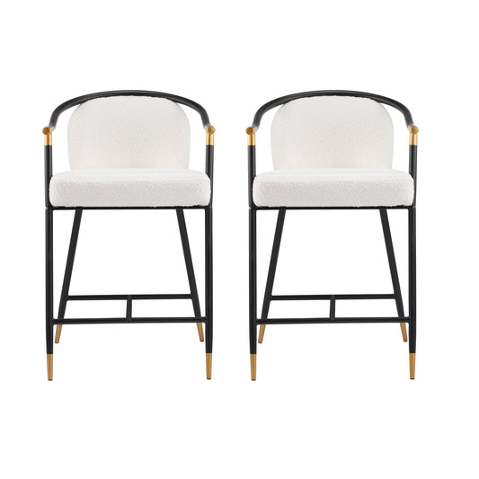 26" H Upholstered Counter Stool with Metal Frame (Set of 2) - Beige