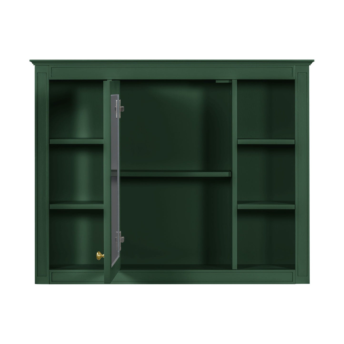 Wall Mounted Medicine Cabinet With Mirror, Storage Cabinet Featuring 6 Open Shelves And Adjustable Interior