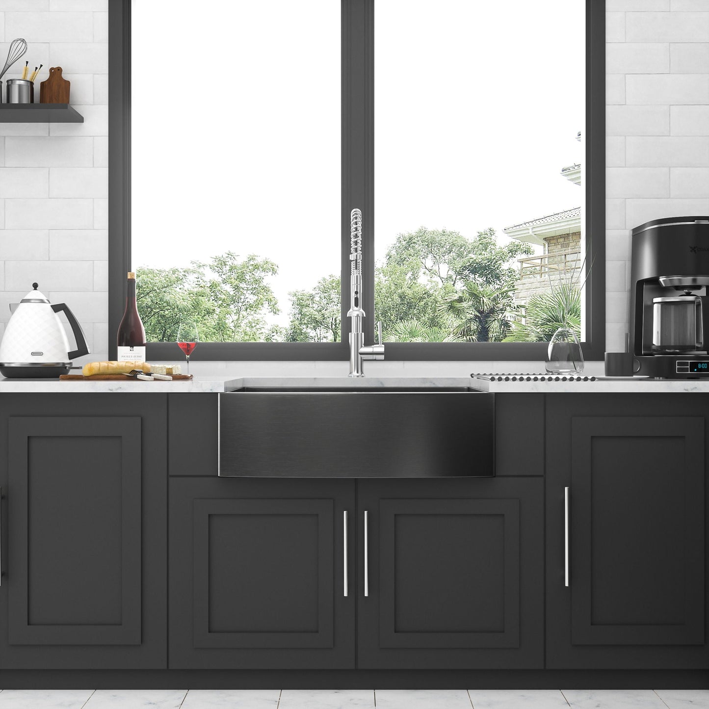 Farmhouse Kitchen Sink, Stainless Steel, Apron Front