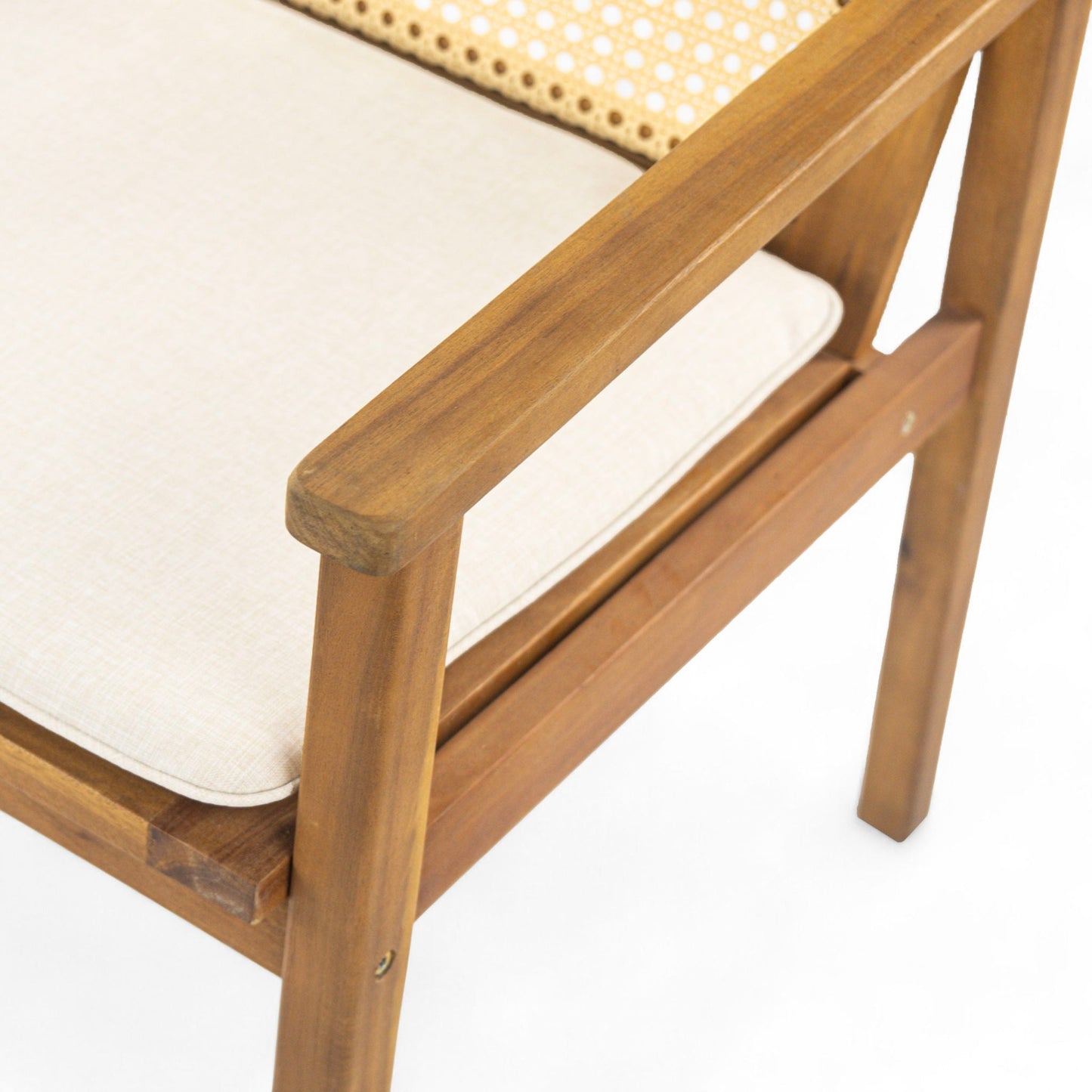 Preston Outdoor Dining Chair With Cushion Set of 2 - Teak / Beige