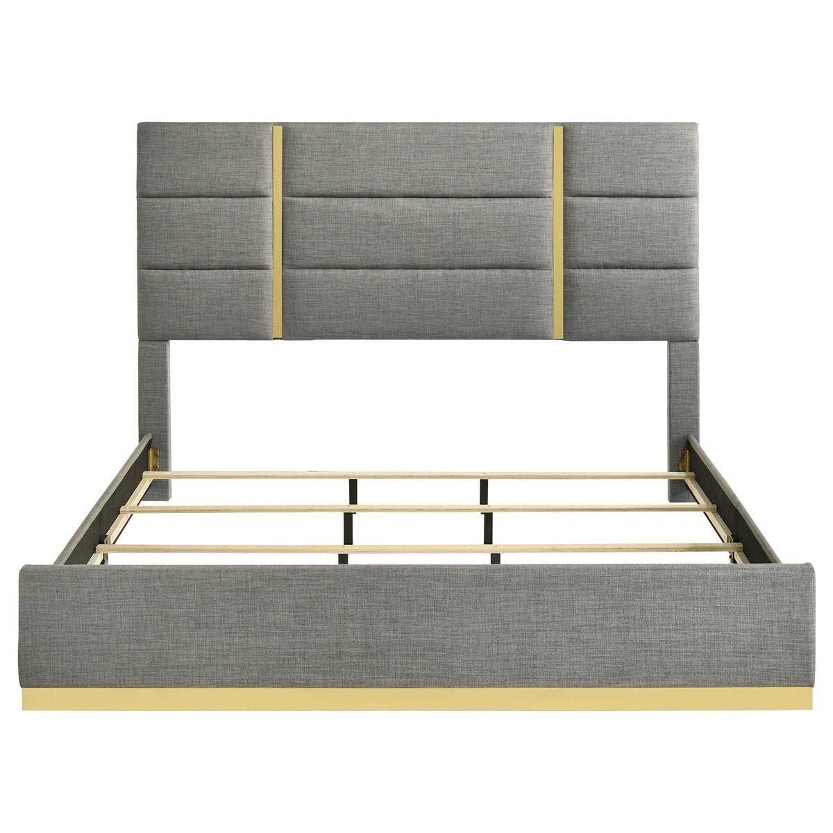 Ines 56-inch Fabric Upholstered Eastern King Panel Bed Grey