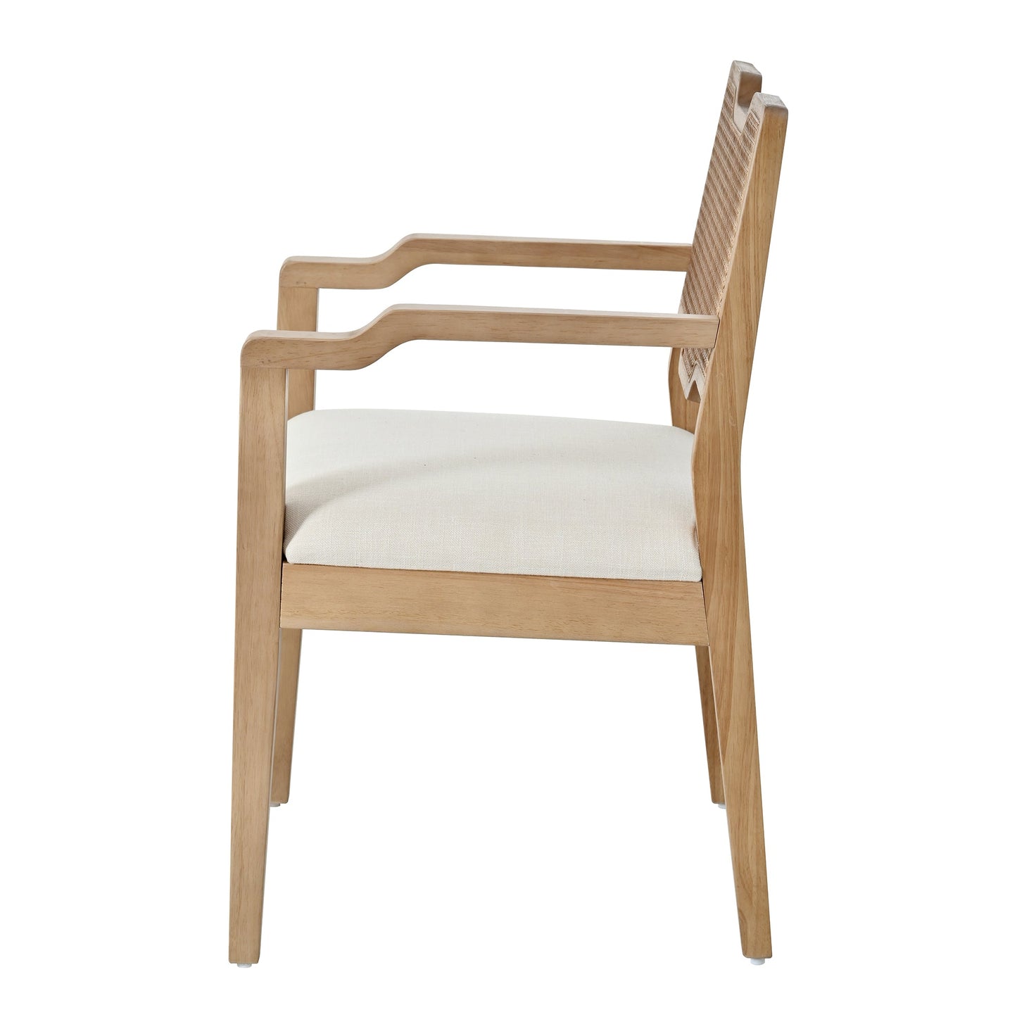 Farmhouse Dining Chairs Set of 2 with Upholstered Seats and Rattan Backrest