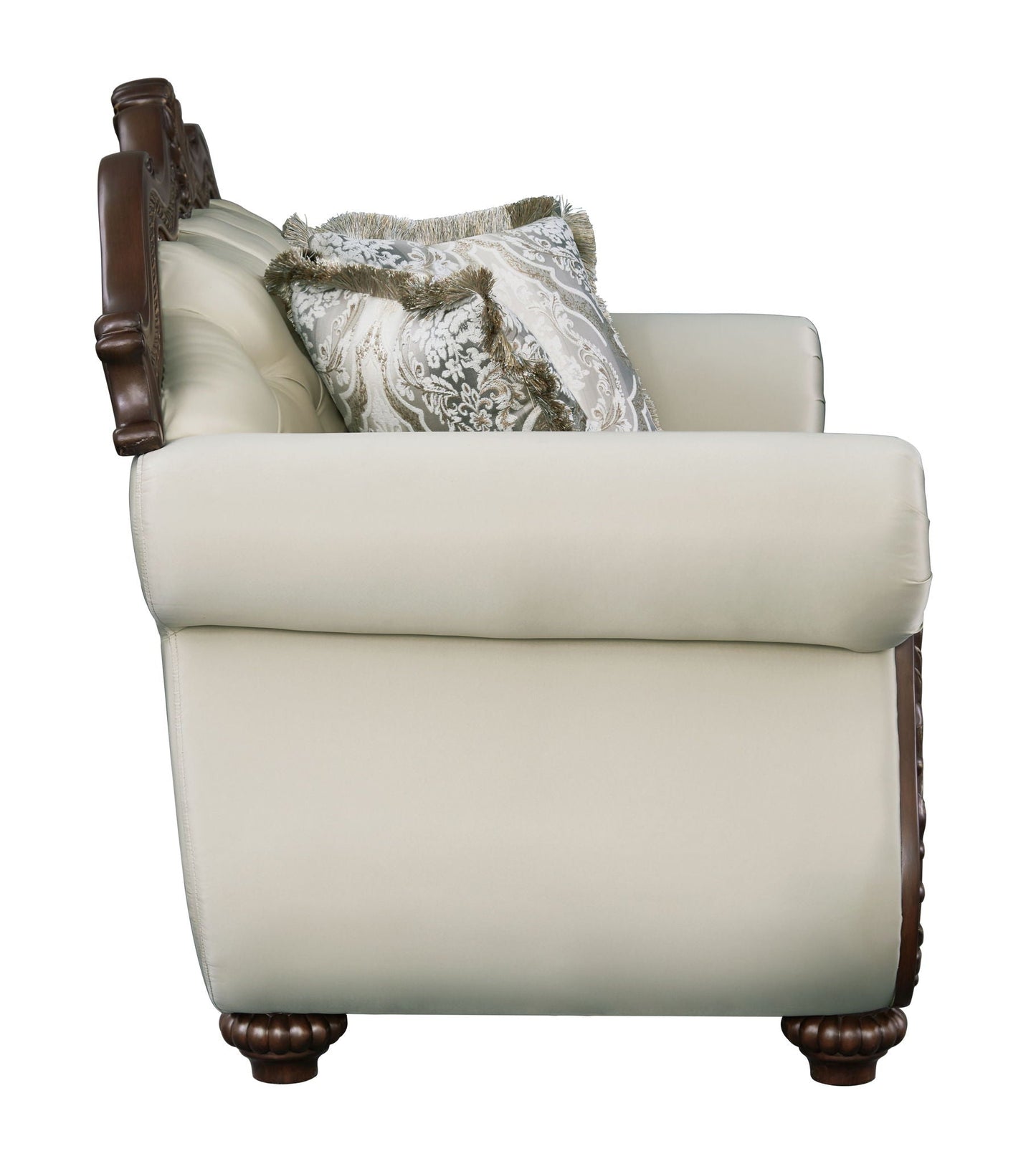 Pierce Loveseat With 3 Pillows - Beige / Cherry