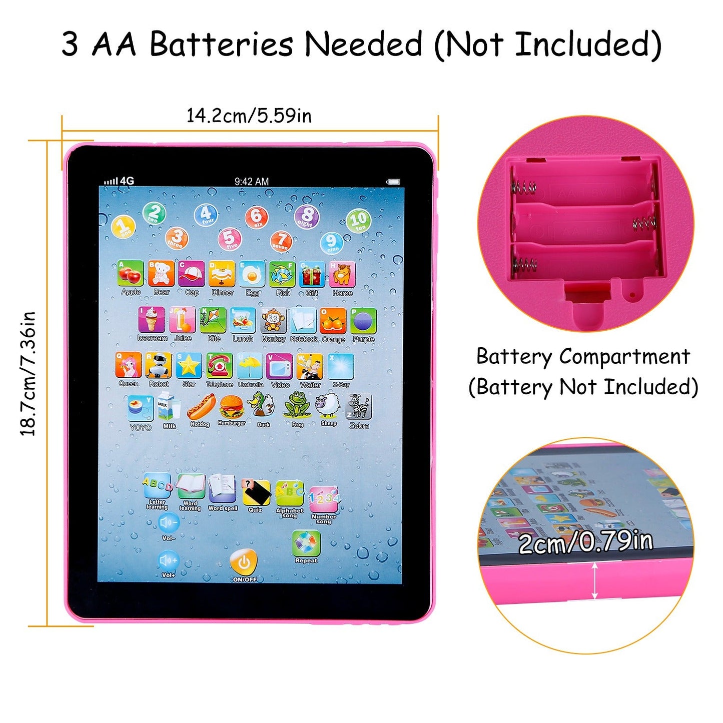 Baby Learning Tablet Educational Mini Pads Toys Touch Learn Toddler Tablet For ABC Numbers Words Gift For Boys Girls Aged 1-6 Year Old Kids