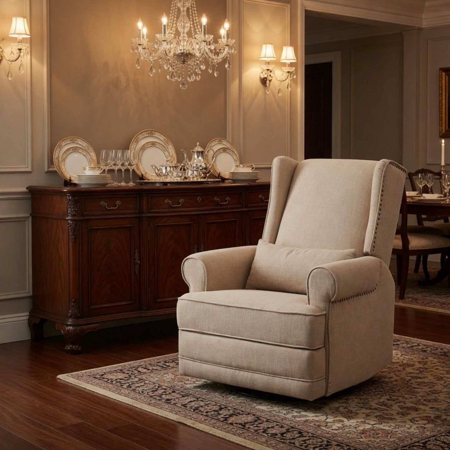Extra Wide Swivel Recliner Glider Chair With Footrest