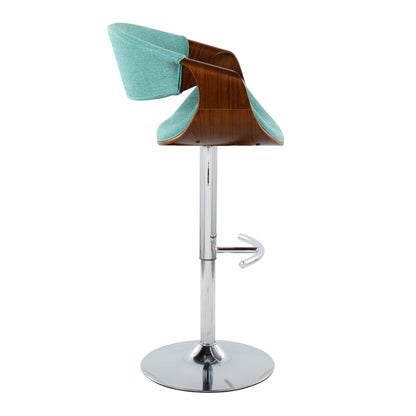 Curvo - Mid Century Modern Adjustable Barstool With Swivel With Rounded T Footrest (Set of 2)