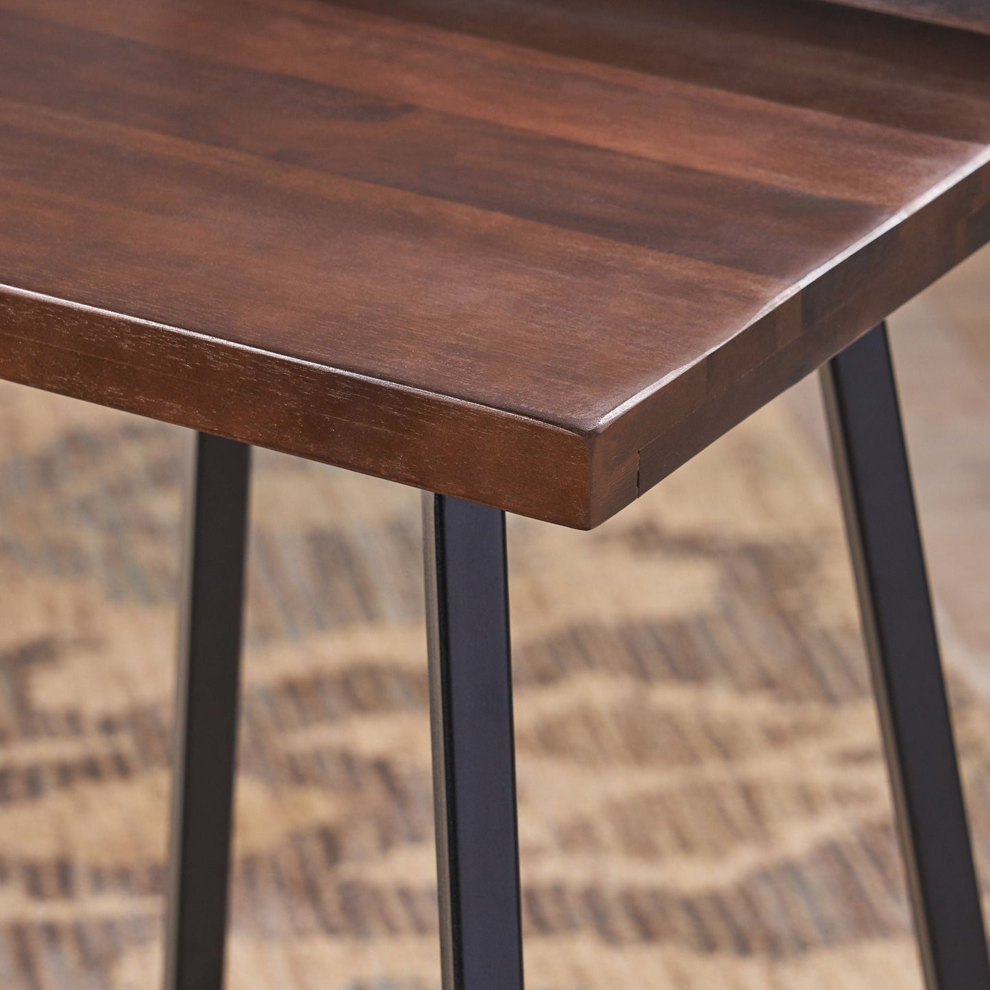Outdoor Bar Stool With Low Backrests And Wood Seats (Set of 2)