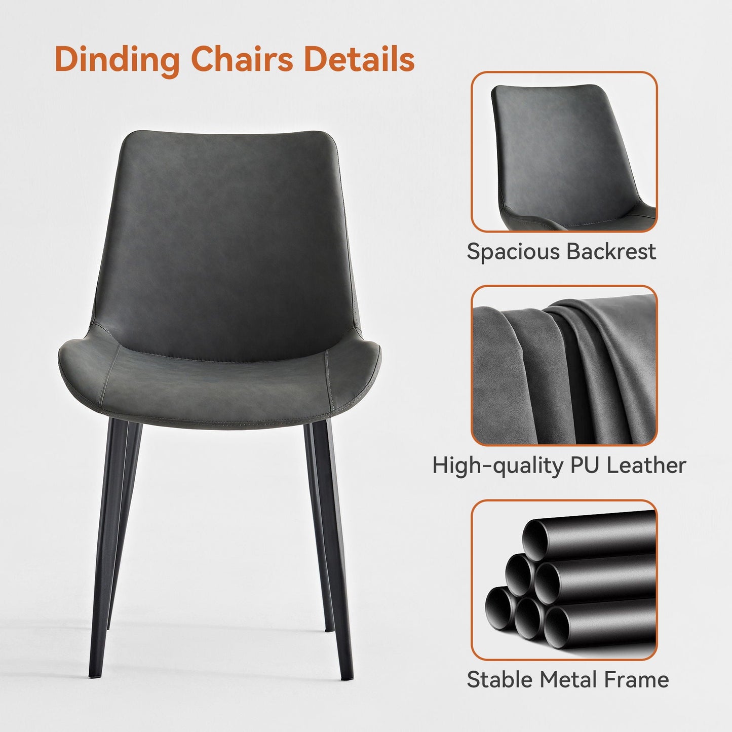 Dining Table Set, Chairs (Set of 2) - Gray