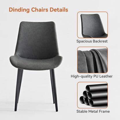 Dining Table Set, Chairs (Set of 2) - Gray