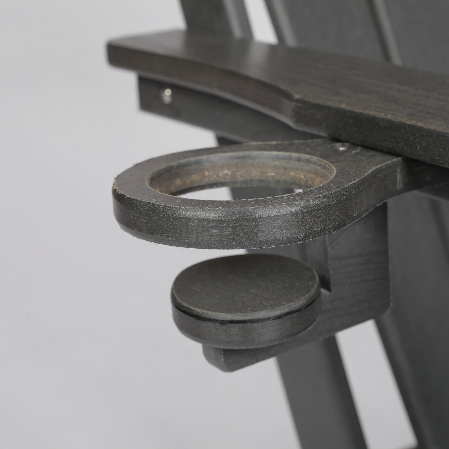 HDPE Folding Adirondack Chair with Dual Cup Holder - Gray